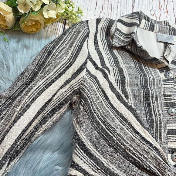 Anthropologie HD in Paris Tie Waist Shirt Linen Blend Dress sz 2 - Picture 3 of 7